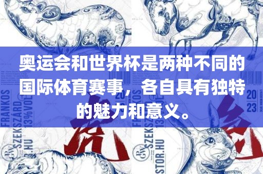 奥运会和世界杯是两种不同的国际体育赛事，各自具有独常熟市高丰毛纺织品有限公司特的魅力和意义。