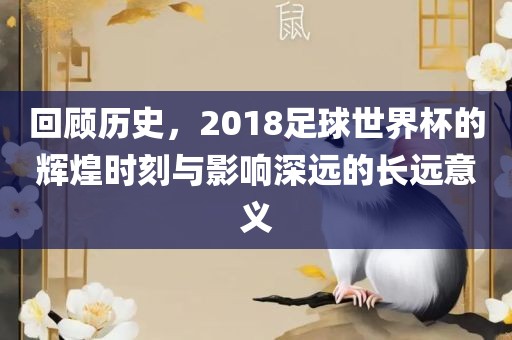回顾历史，2018足球世界杯的辉煌时刻与影响深远的长远常熟市高丰毛纺织品有限公司意义