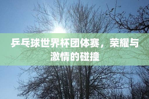 乒乓球世界杯团体赛，荣耀与激情的碰撞