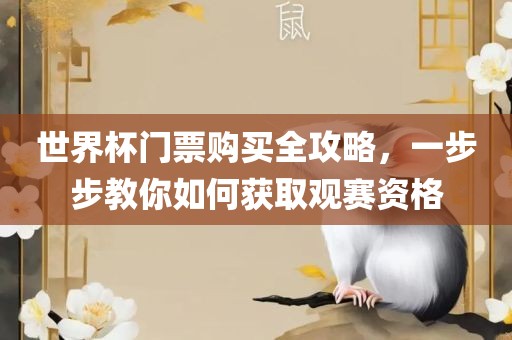 世界杯门票购买全攻略，一步步教你如何获取观赛资格