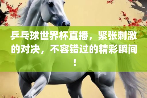 乒乓球世界杯直播，紧张刺激的对决，不容错过的精彩瞬间！