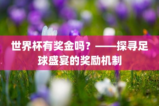 世界杯有奖金吗？——探寻足球盛宴的奖励机制常熟市高丰毛纺织品有限公司