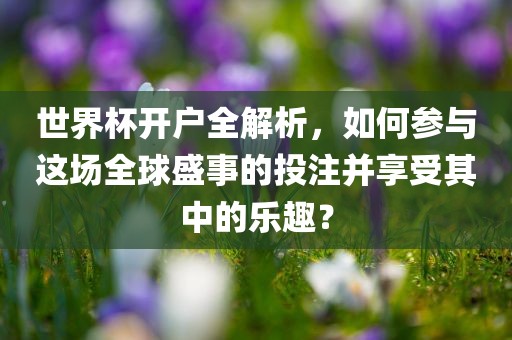 世界杯开户全解析，如何参与这场全球盛事的投注并享受其中的乐趣？常熟市高丰毛纺织品有限公司
