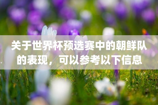 关于世界杯预选赛中的朝鲜队的表现，可以参考以下信息常熟市高丰毛纺织品有限公司