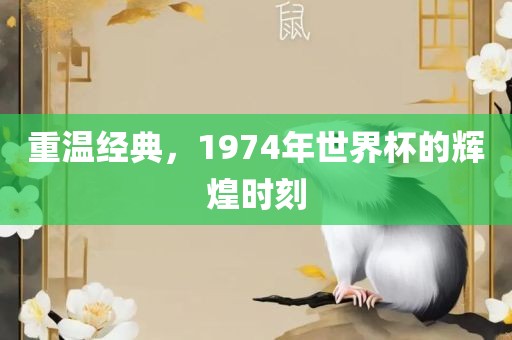 重温经典，1974年世界杯的辉煌时刻