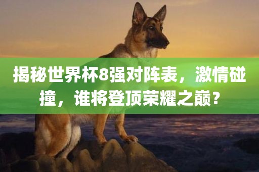 揭秘世界杯8强对阵表，激情碰撞，谁将登顶荣耀之巅？