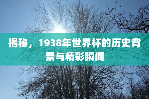 揭秘，1938年世界杯的历史背景与精彩瞬间