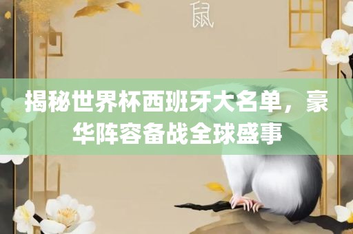 揭秘世界杯西班牙大名单，豪华阵容备战全球盛事
