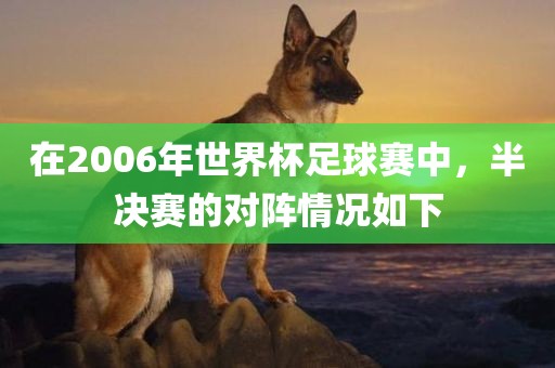 在2006年世界杯足球赛中，半决赛的对阵情况如下常熟市高丰毛纺织品有限公司
