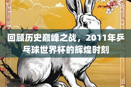 回顾历史巅峰之战，2011年乒乓球世界杯的辉煌时刻
