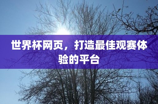 世界杯网页，打造最佳观赛体验的平台常熟市高丰毛纺织品有限公司