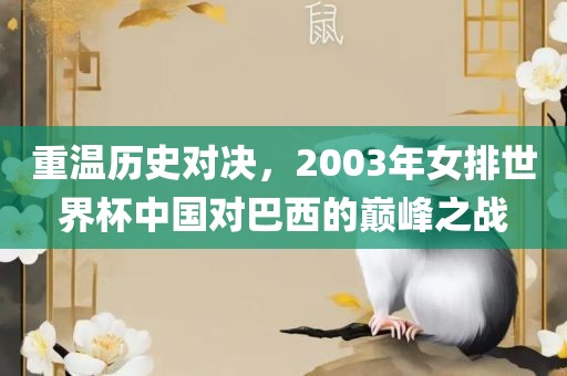 重温历史对决，2003年女排世界杯中国对巴西的巅峰之战